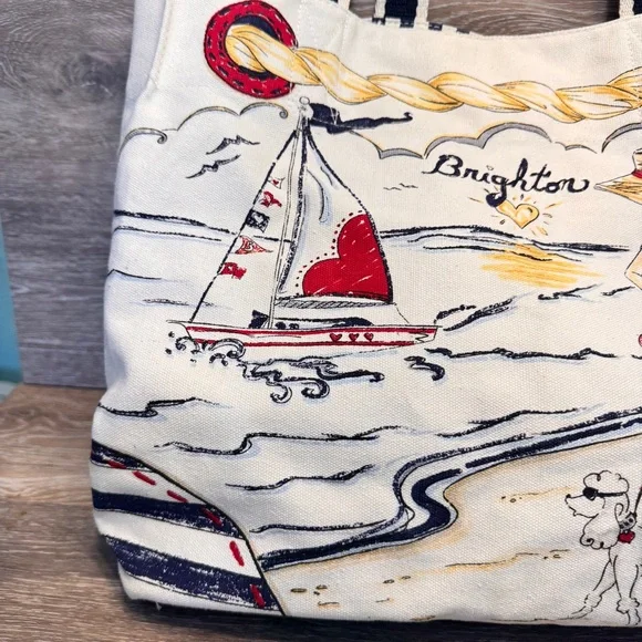 Brighton Boardwalk Wish Upon Star Nautical Anchor Yacht XL Canvas Beach Tote Y2K - Picture 3 of 14